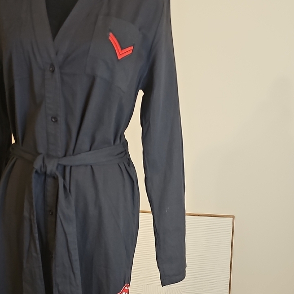 Elegant Black Maxi Dress with AC/DC And Rolling Stones Embroidered Decals - Picture 10 of 13